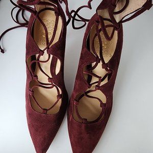 Vince Camuto Burgandy Suede Stilleto Lace Up shoe